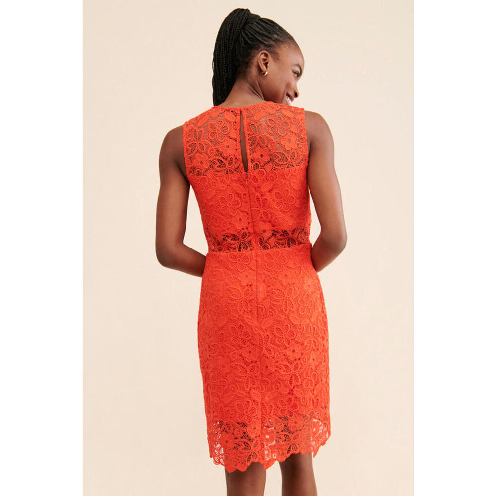 Anthropologie x Hutch - Sleeveless Orange Lace Knee-Length Dress, Size 8, NWT - Picture 2 of 11